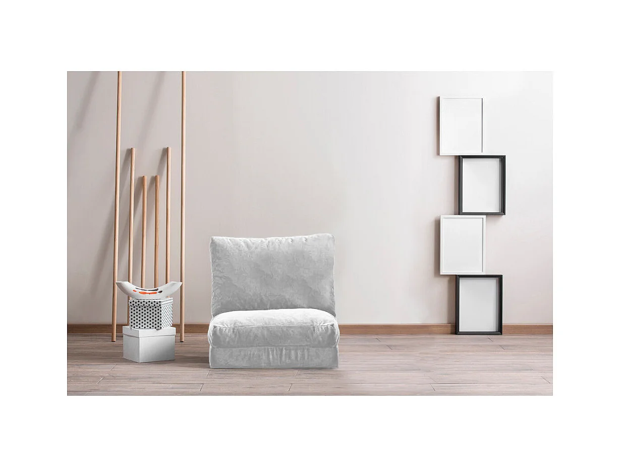Fauteuil convertible multipositions velours Talya-Couleur Gris clair-1 place fauteuil