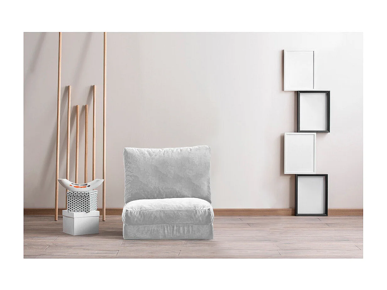 Fauteuil convertible multipositions velours Talya-Couleur Gris clair-1 place fauteuil