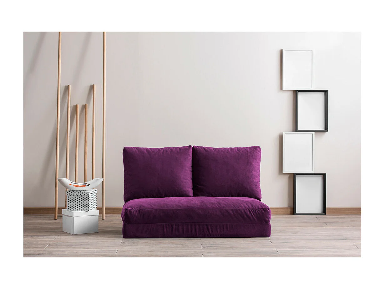 Fauteuil convertible multipositions velours Talya-Couleur Violet-2 places