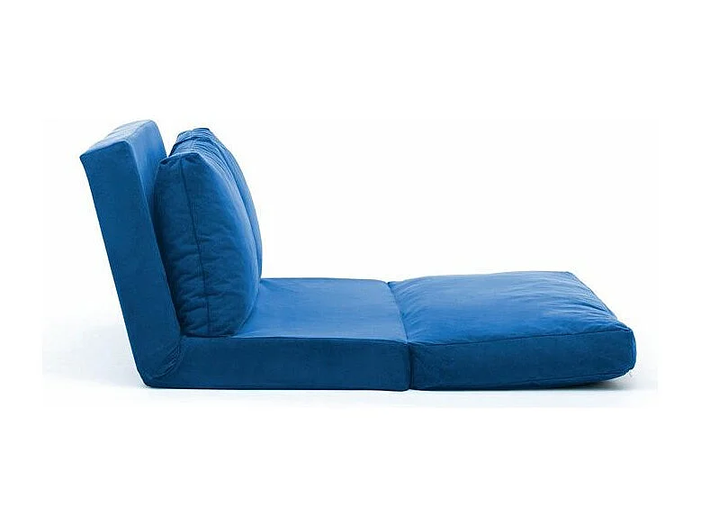Fauteuil convertible multipositions velours Talya-Couleur Bleu-2 places
