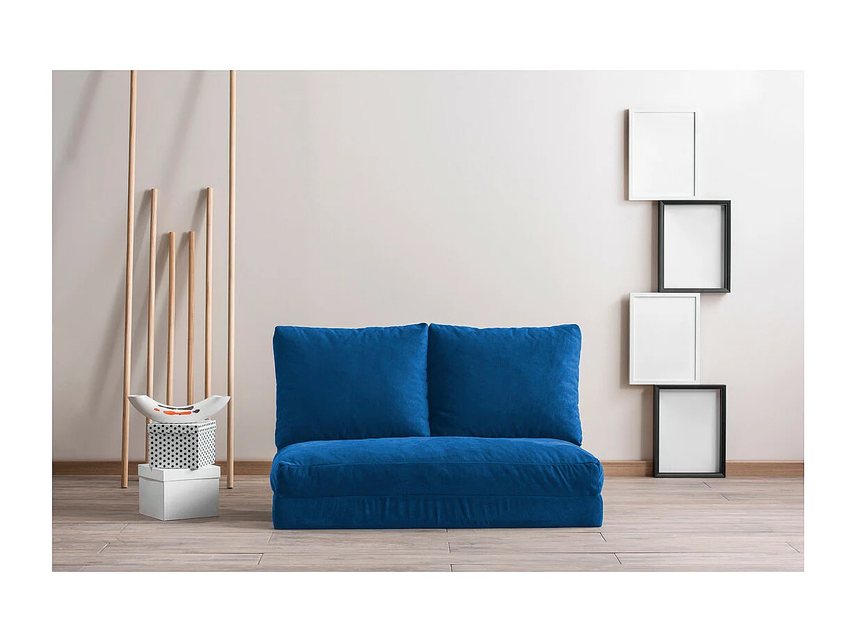 Talya fluwelen converteerbare fauteuil met meerdere posities-Kleur Blauw-Aantal plaatsen) 2 zitplaatsen