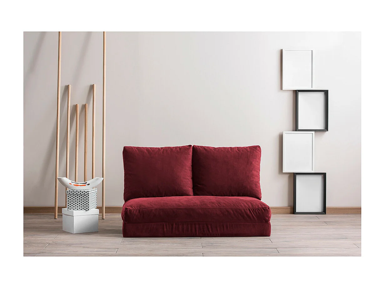 Fauteuil convertible multipositions velours Talya-Couleur Bordeaux-2 places