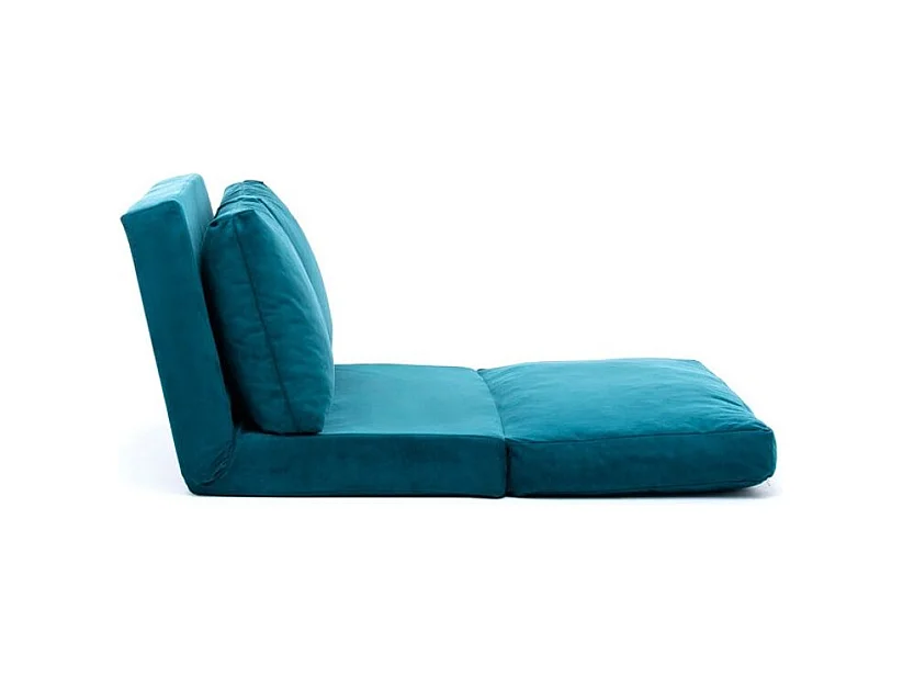 Fauteuil convertible multipositions velours Talya-Couleur Bleu canard-2 places