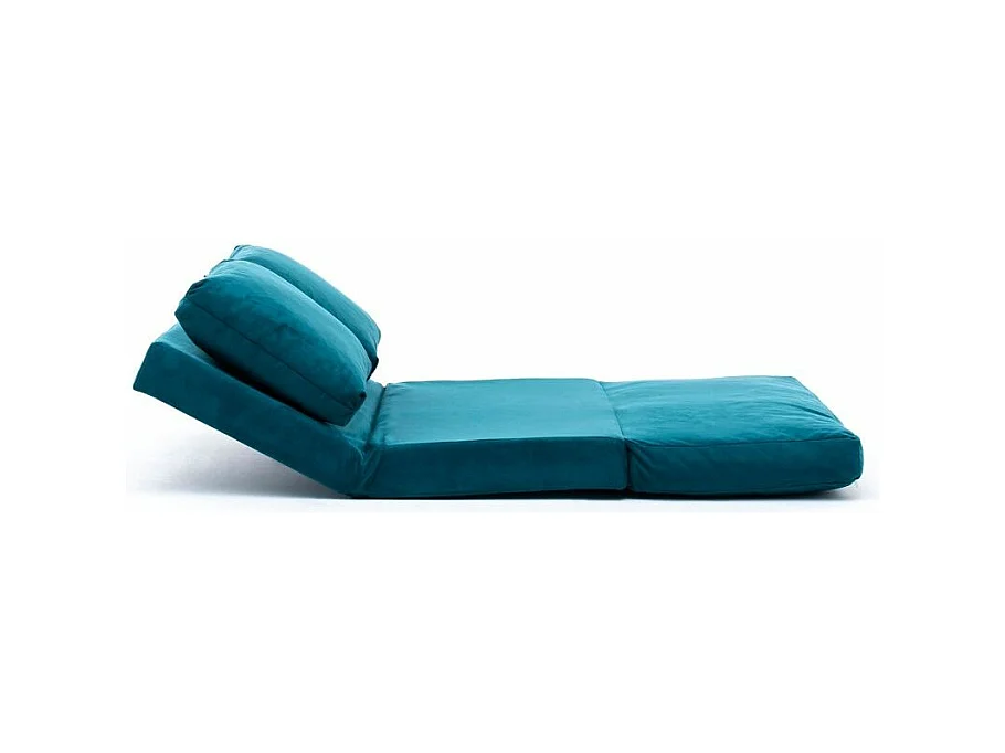 Fauteuil convertible multipositions velours Talya-Couleur Bleu canard-2 places