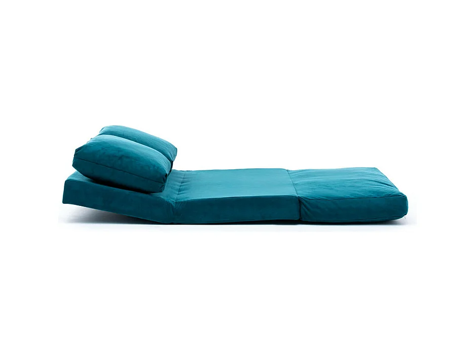 Fauteuil convertible multipositions velours Talya-Couleur Bleu canard-2 places