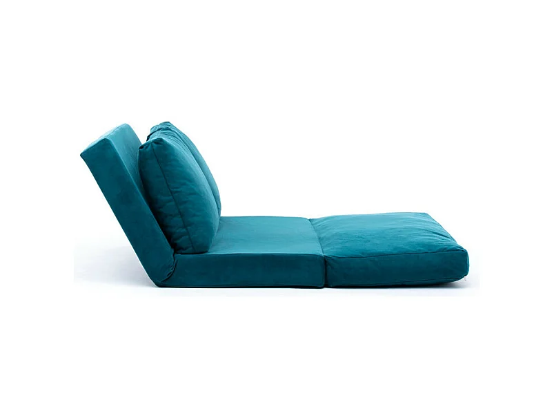 Fauteuil convertible multipositions velours Talya-Couleur Bleu canard-2 places