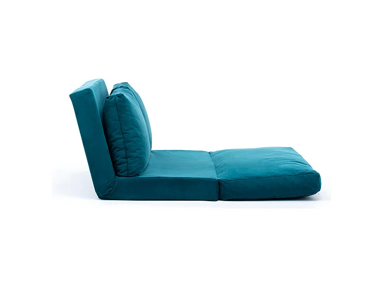 Fauteuil convertible multipositions velours Talya-Couleur Bleu canard-2 places