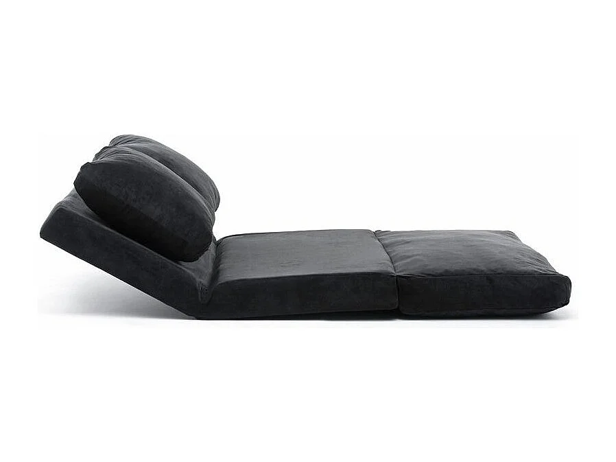 Talya fluwelen converteerbare fauteuil met meerdere posities-Kleur Zwart-Aantal plaatsen) 2 zitplaatsen