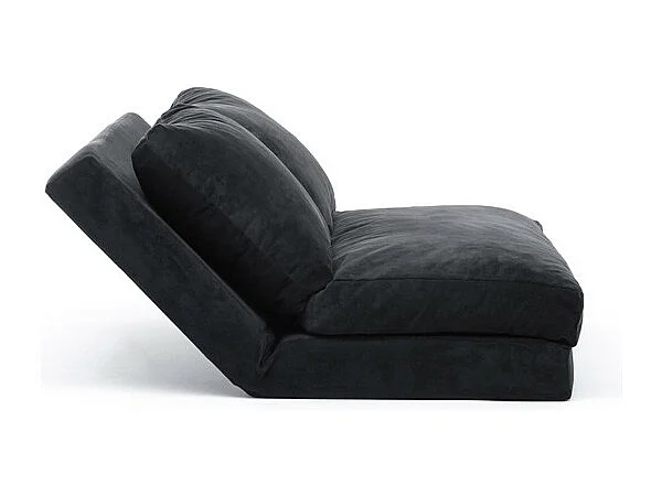 Talya fluwelen converteerbare fauteuil met meerdere posities-Kleur Zwart-Aantal plaatsen) 2 zitplaatsen