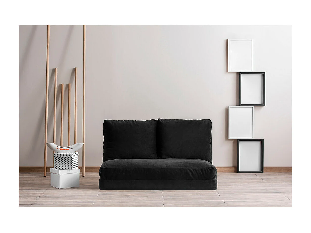 Fauteuil convertible multipositions velours Talya-Couleur Noir-2 places