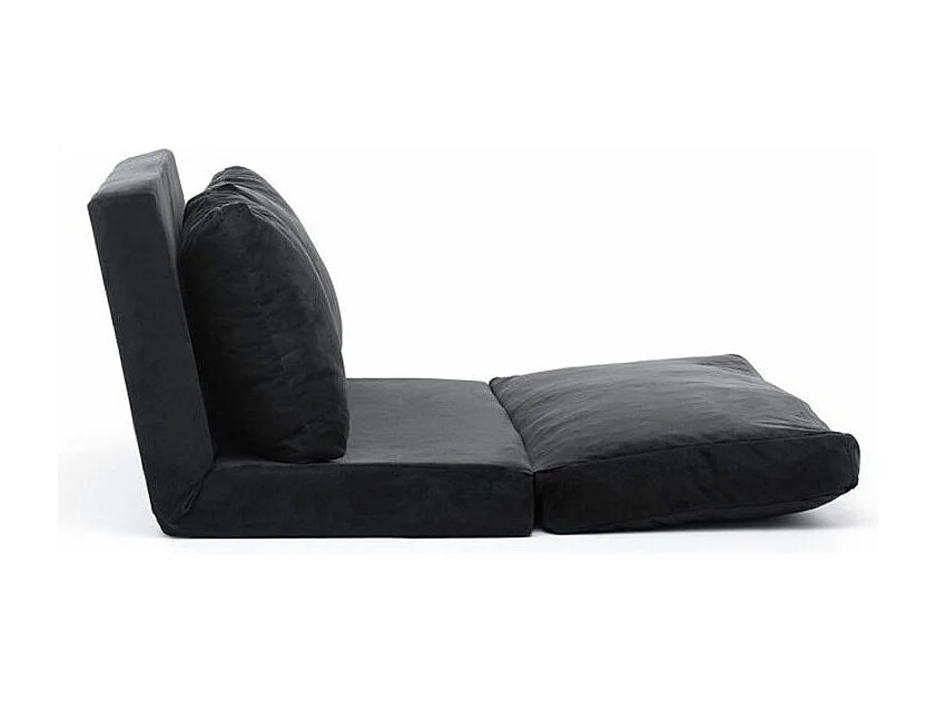 Fauteuil convertible multipositions velours Talya-Couleur Noir-2 places