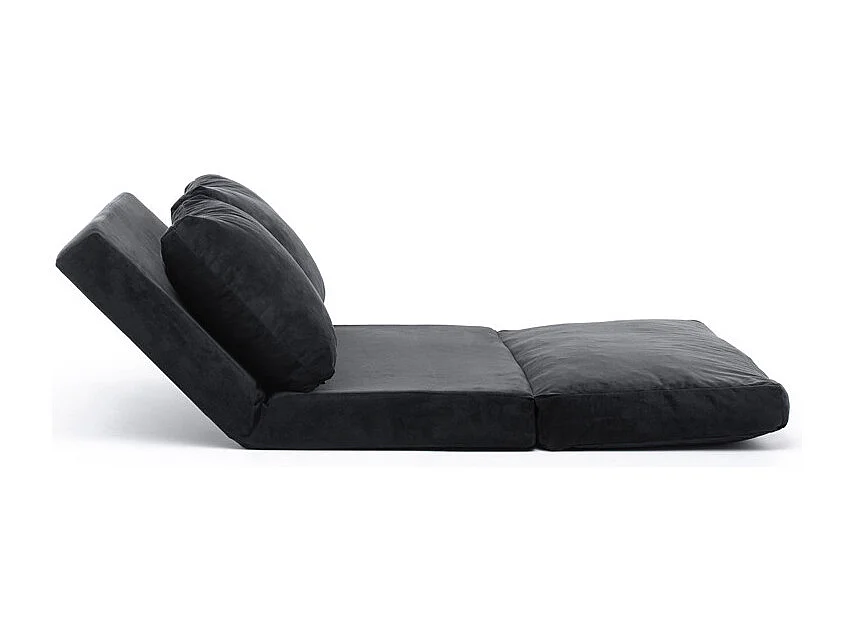 Fauteuil convertible multipositions velours Talya-Couleur Noir-2 places