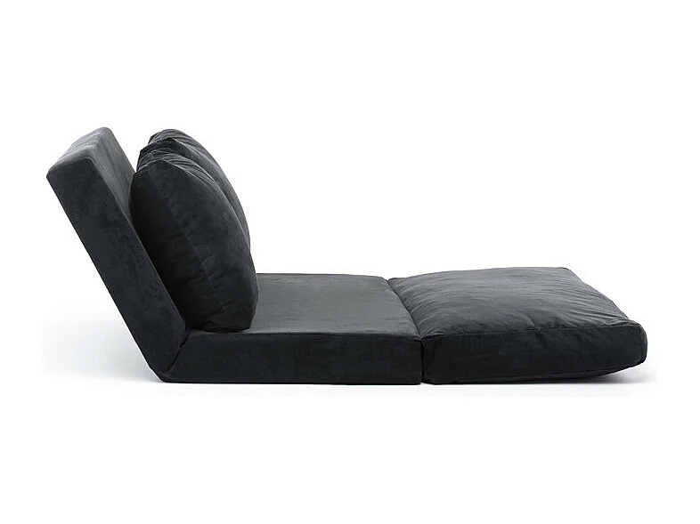 Fauteuil convertible multipositions velours Talya-Couleur Noir-2 places