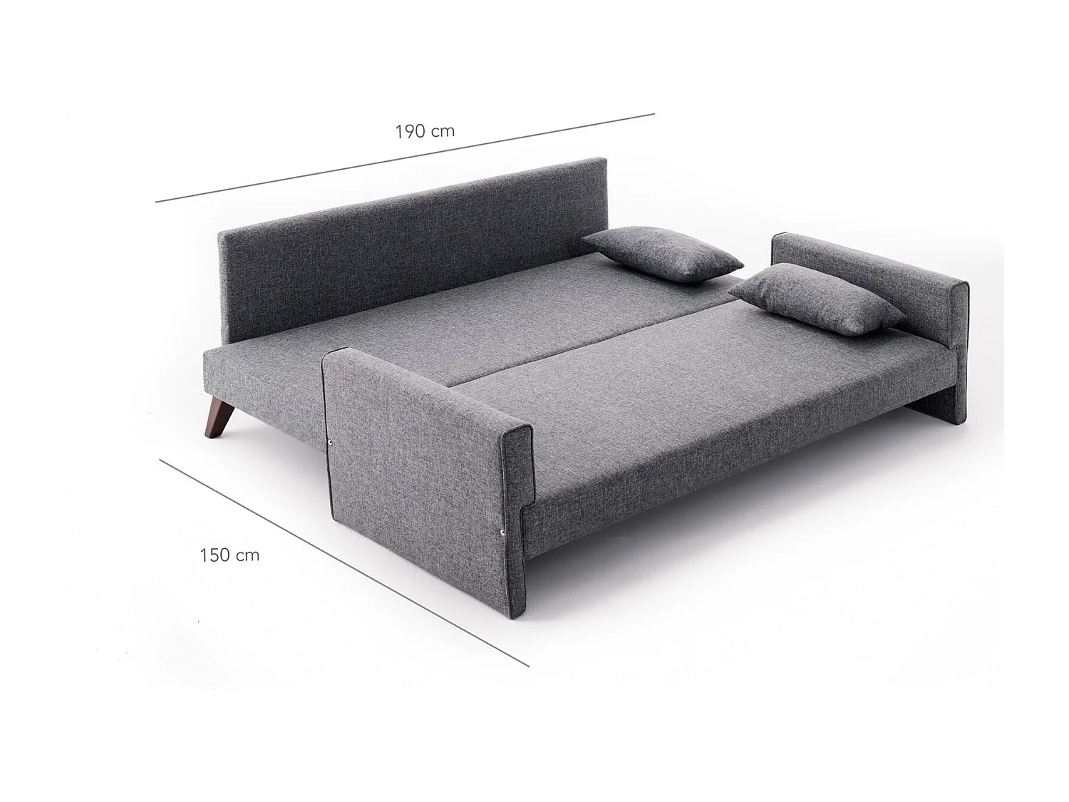 Canapé convertible 3 places tissu gris Kandy 208cm