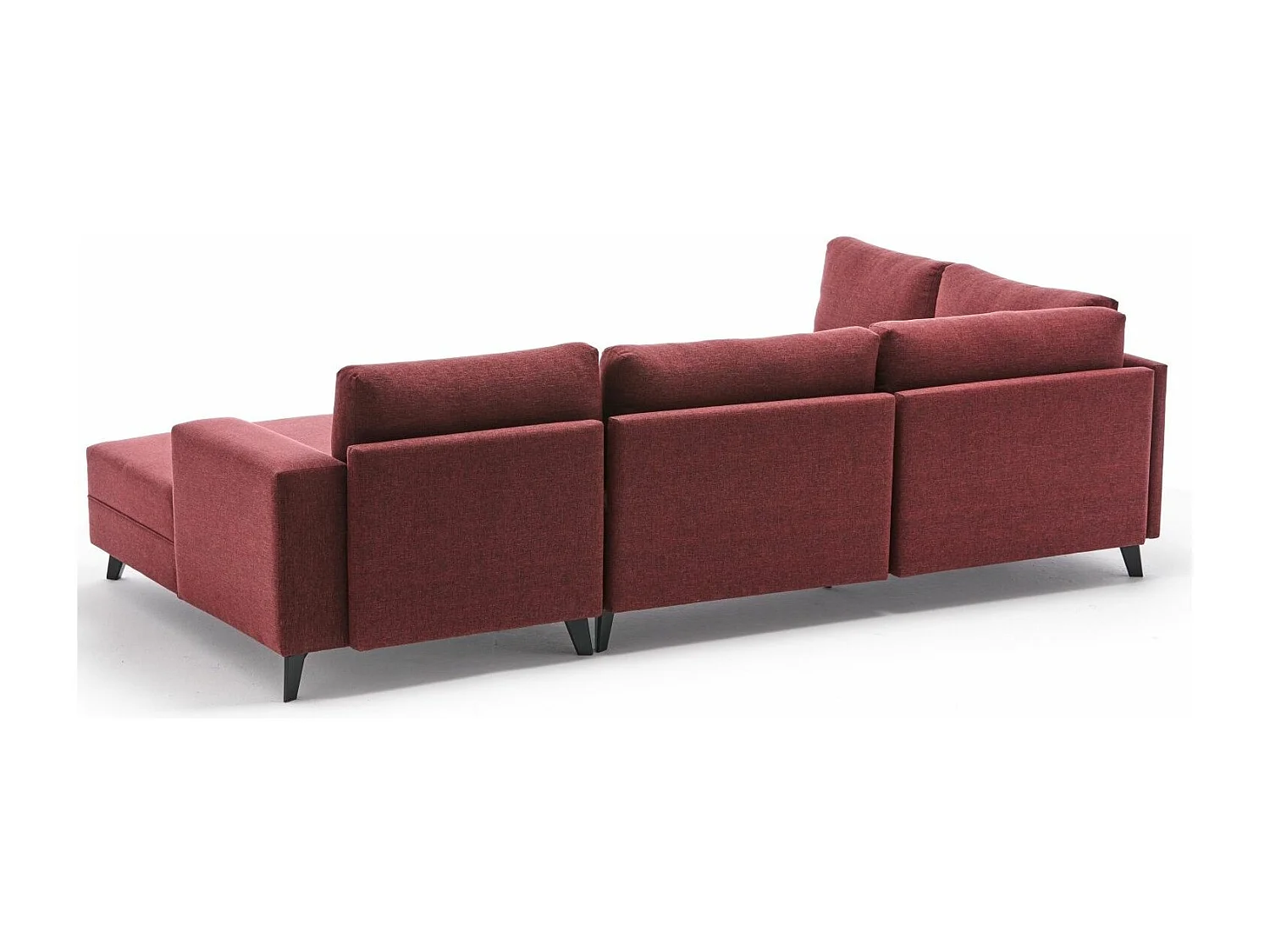 Canapé panoramique tissu rouge méridiennes modulables Kinju 305cm
