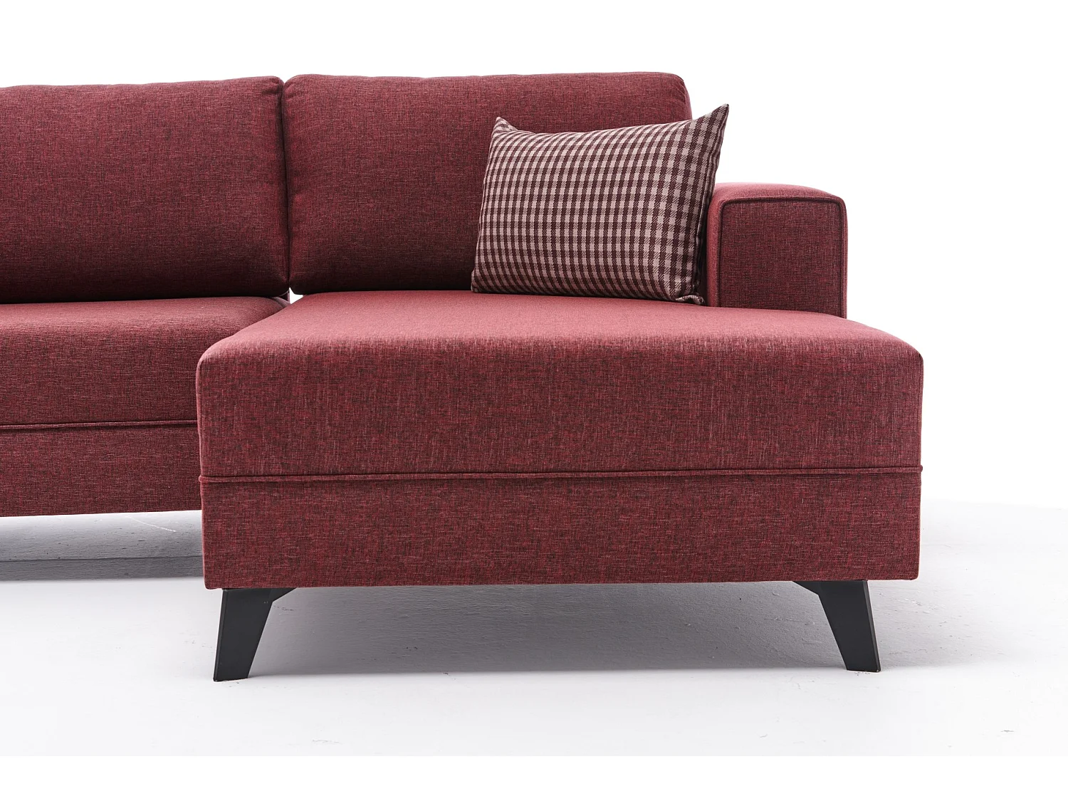 Canapé panoramique tissu rouge méridiennes modulables Kinju 305cm