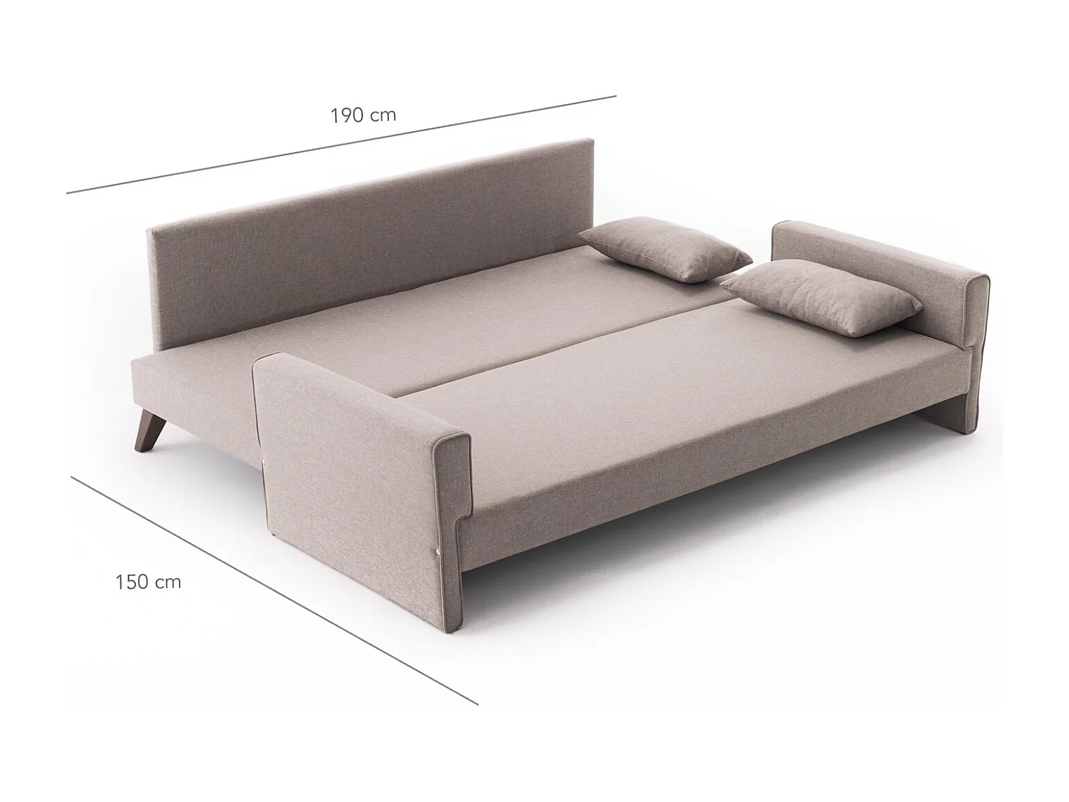 Canapé convertible 3 places tissu beige Kandy 208cm