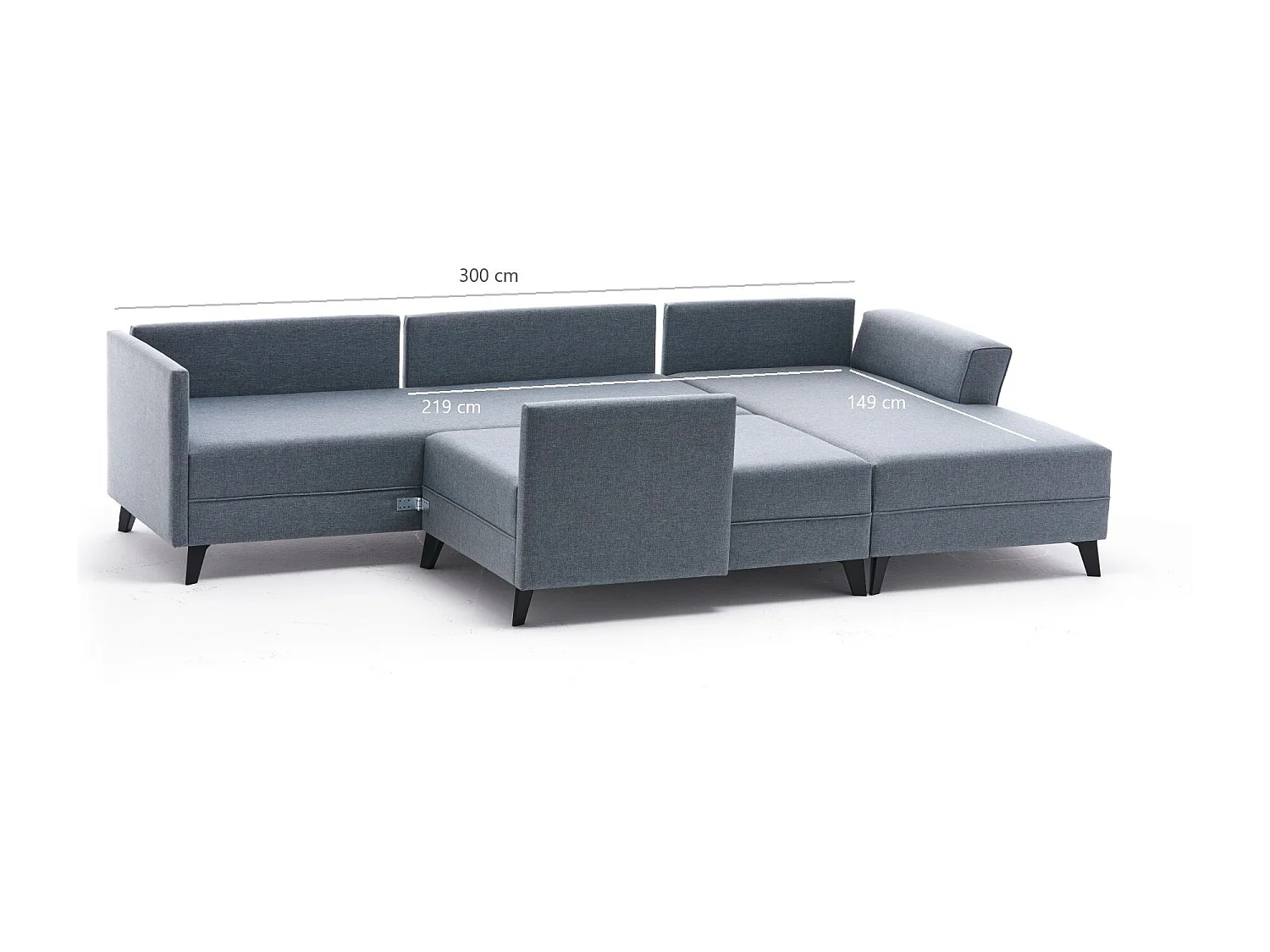 Canapé panoramique tissu marron méridiennes modulables Kinju 305cm