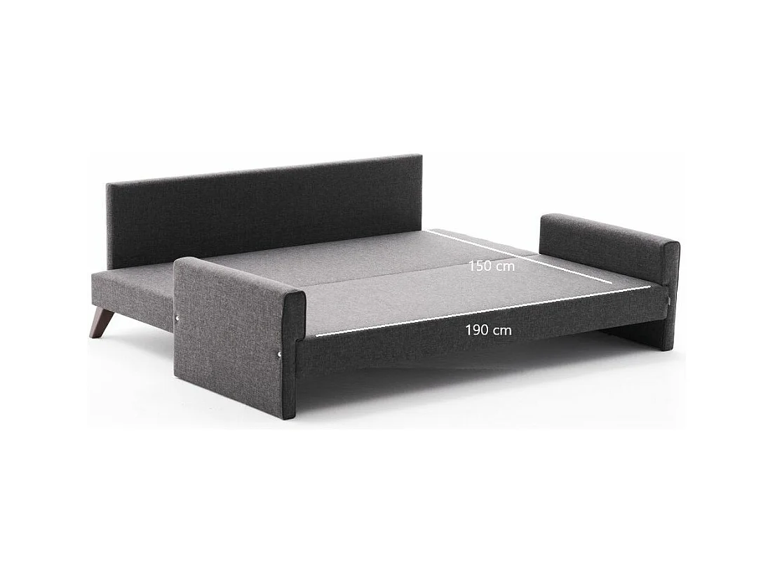 Canapé convertible 3 places tissu gris foncé Kandy 208cm