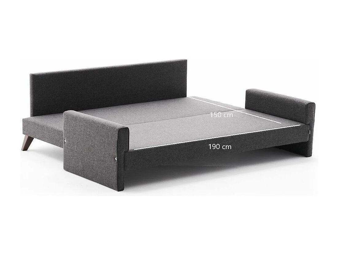 Canapé convertible 3 places tissu gris foncé Kandy 208cm