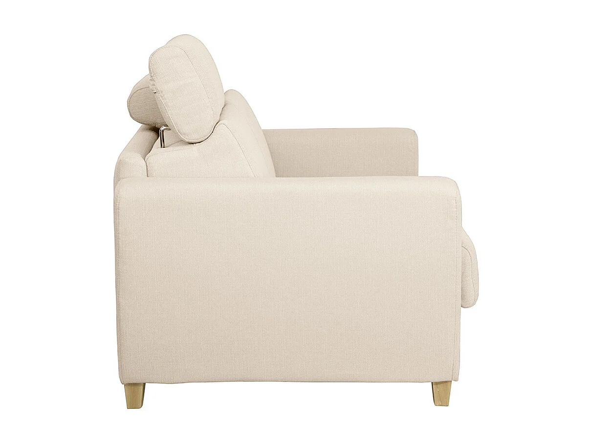 Sofá convertible 3 plazas con reposacabezas ajustables  beige GOYA