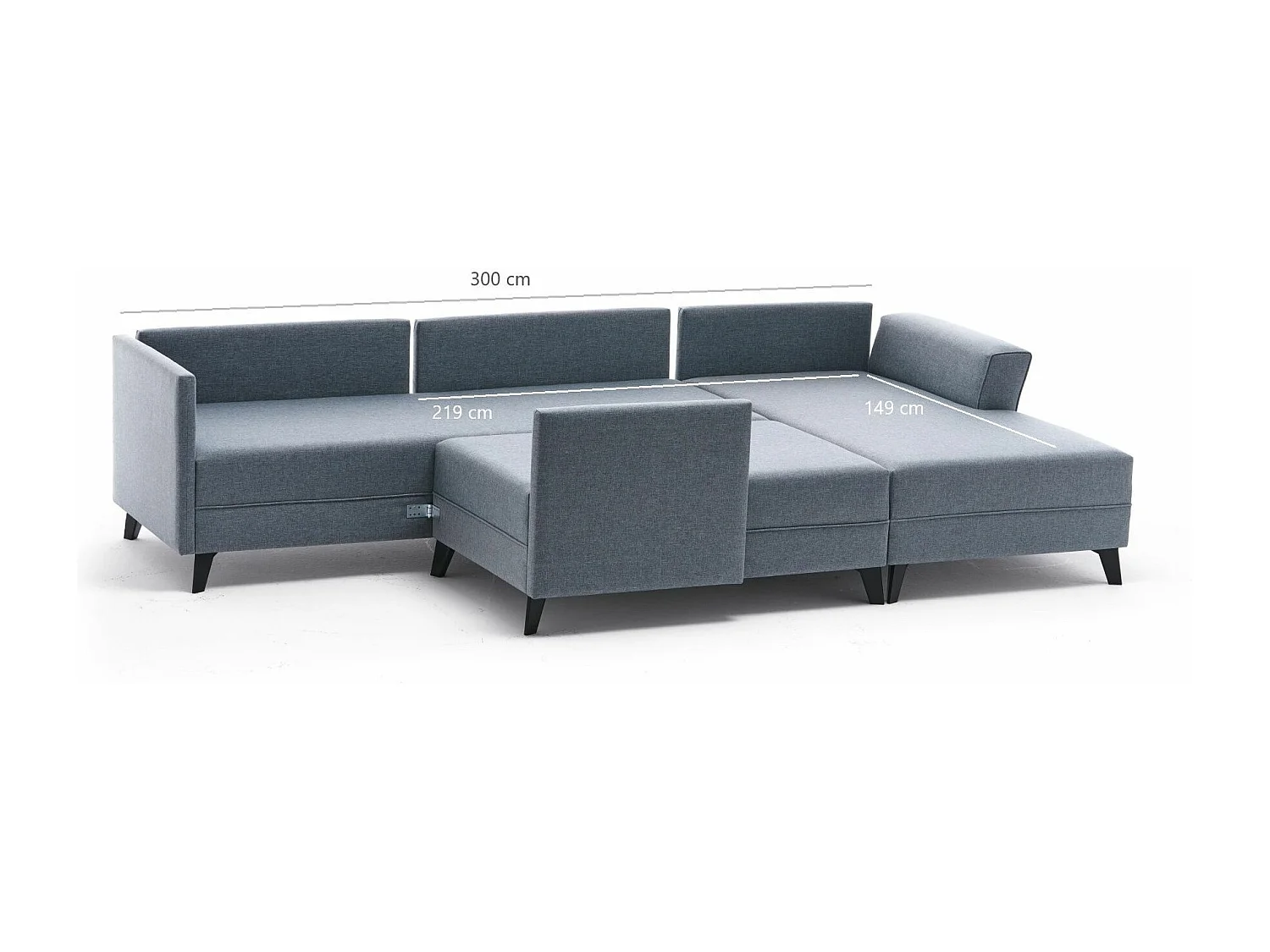 Canapé panoramique tissu beige méridiennes modulables Kinju 305cm