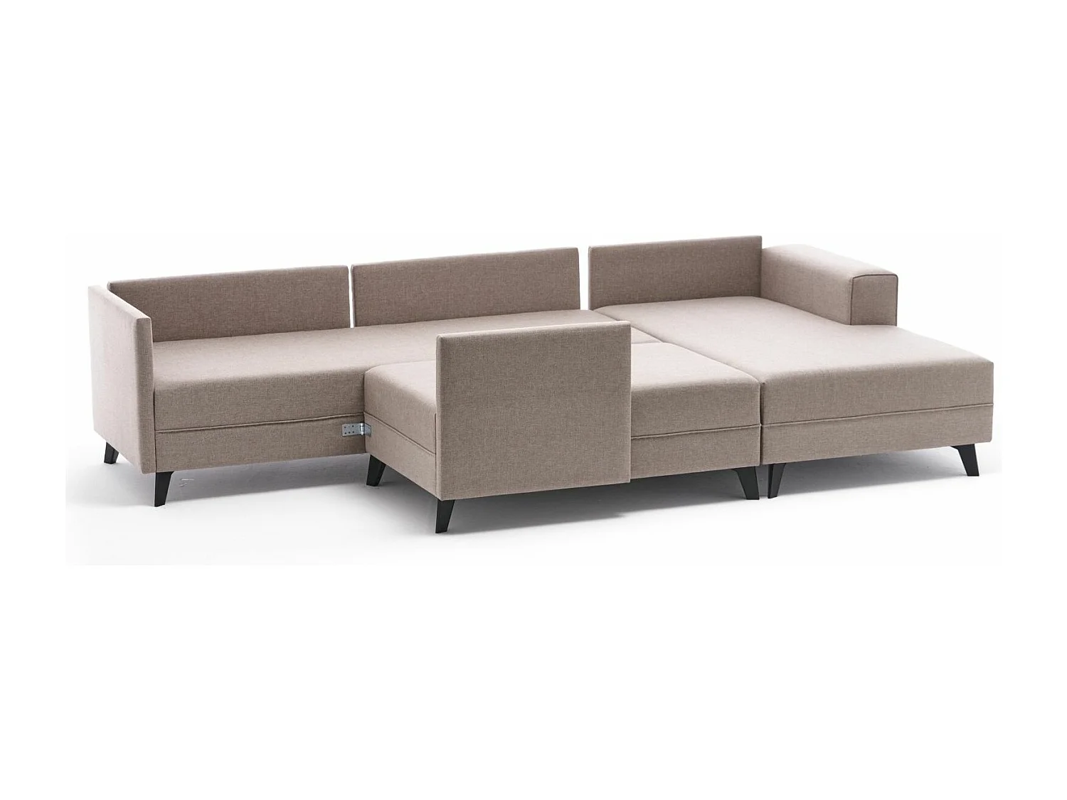 Canapé panoramique tissu beige méridiennes modulables Kinju 305cm