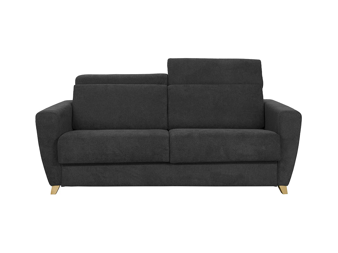 Sofá convertible 3 plazas con reposacabezas ajustables efecto terciopelo gris oscuro GOYA