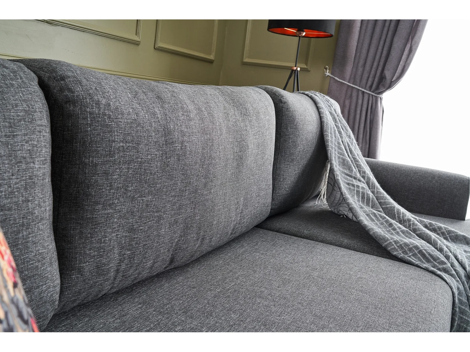 Canapé panoramique tissu anthracite méridiennes modulables Kinju 305cm