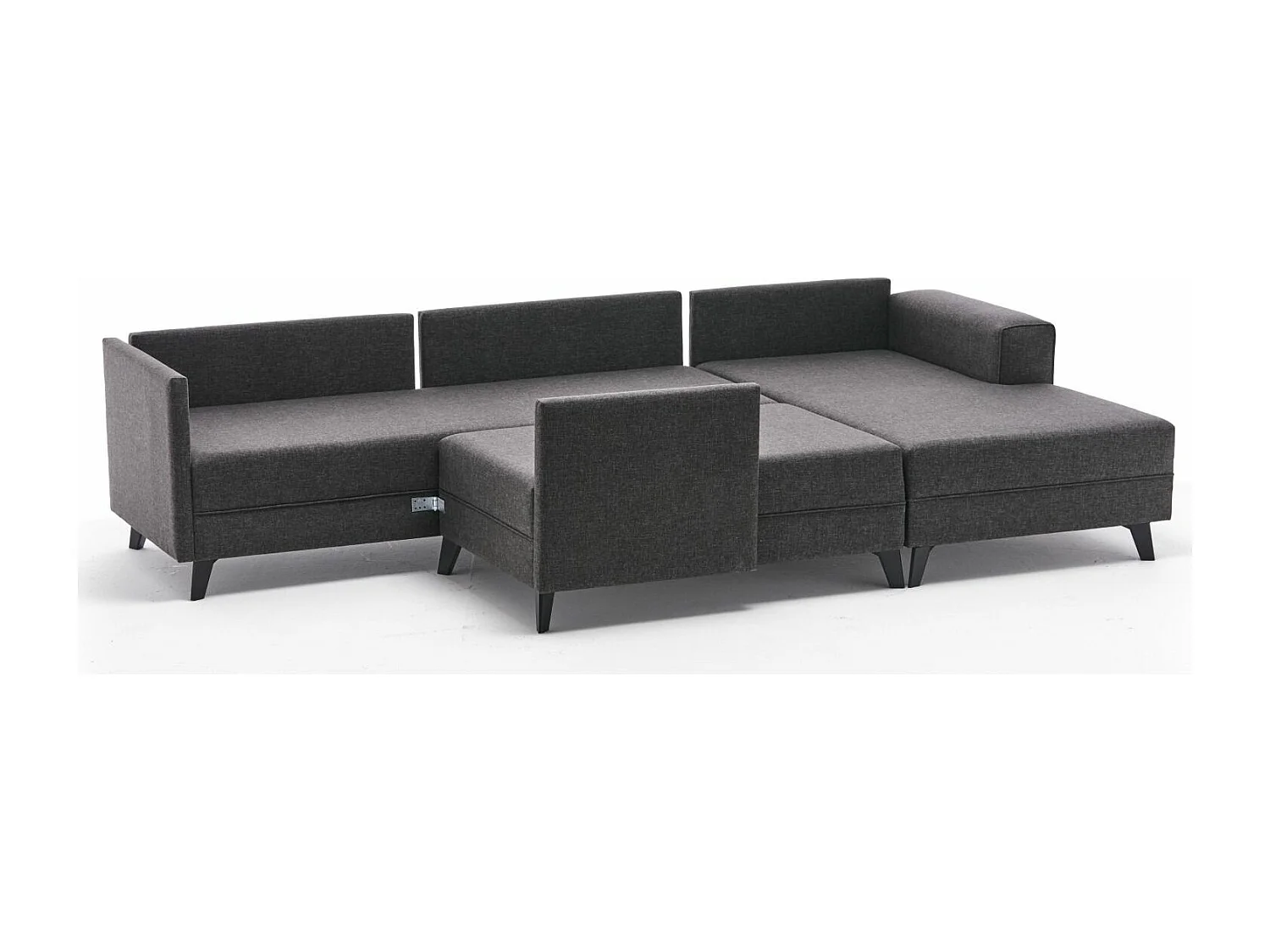 Canapé panoramique tissu anthracite méridiennes modulables Kinju 305cm