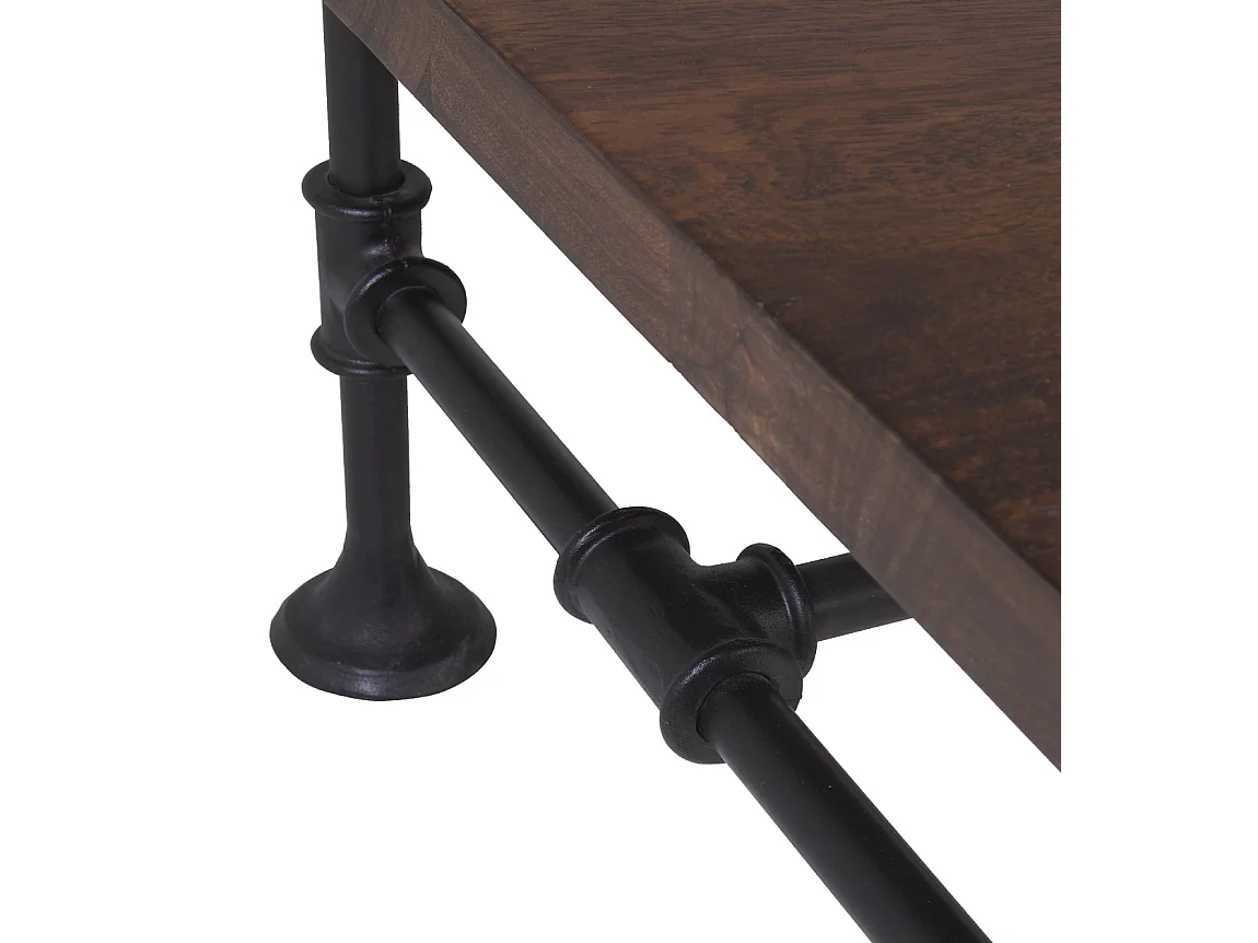 Table basse industrielle fer noir et bois de manguier marron Kouba 120cm