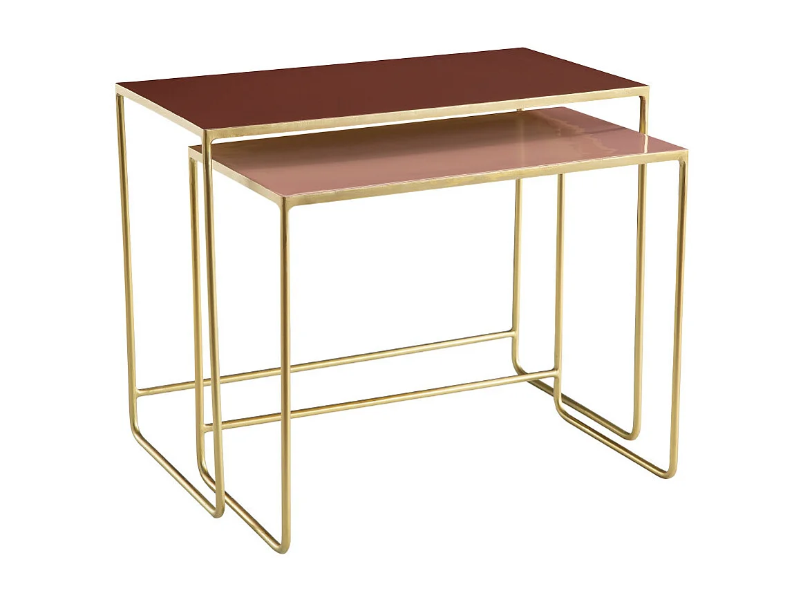 Ausziehbare Couchtische terrakotta, rosé und vergoldet (2er-Set) WESS