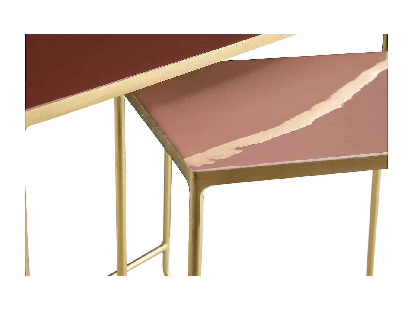 Ausziehbare Couchtische terrakotta, rosé und vergoldet (2er-Set) WESS