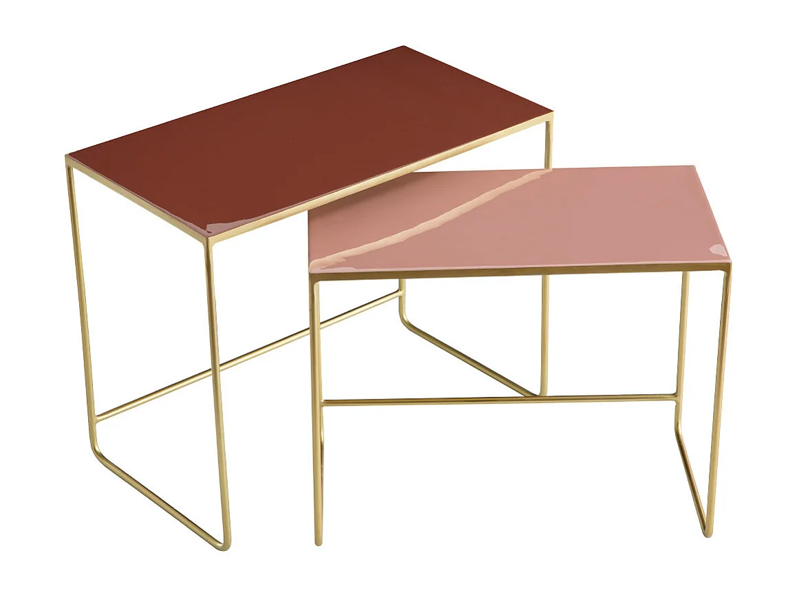Ausziehbare Couchtische terrakotta, rosé und vergoldet (2er-Set) WESS