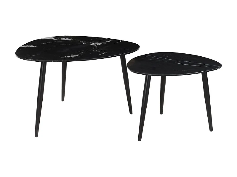 Tavolini da salotto estraibili ovali in marmo nero e metallo (set di 2) PLATZ