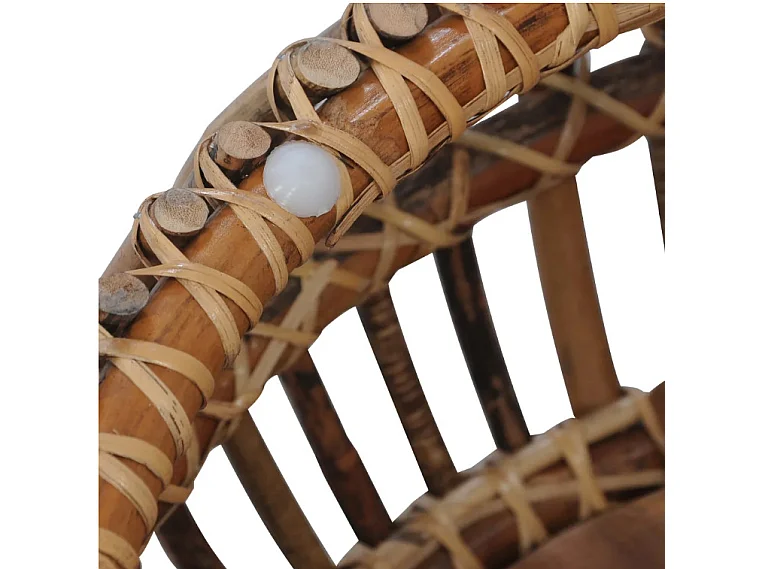 Table basse ronde rotin et teck massif foncé Maboo - Lot de 2