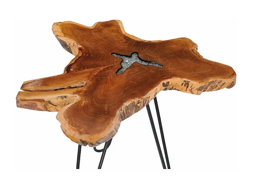 Table basse teck massif foncé et métal noir Will