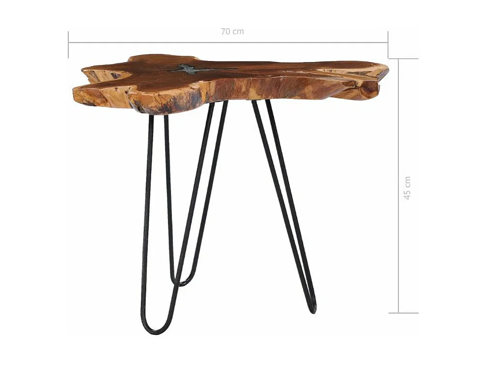 Table basse teck massif foncé et métal noir Will