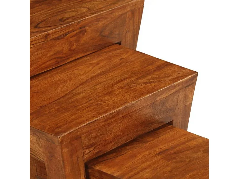 Set de 3 tables gigognes acacia massif foncé Elcia