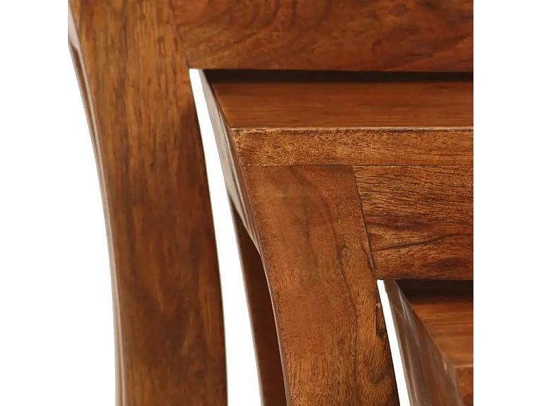 Set de 3 tables gigognes acacia massif foncé Elcia