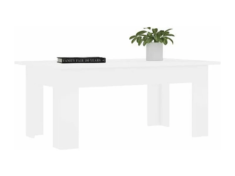Table basse rectangulaire bois blanc Léonie