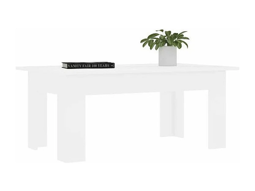 Table basse rectangulaire bois blanc Léonie
