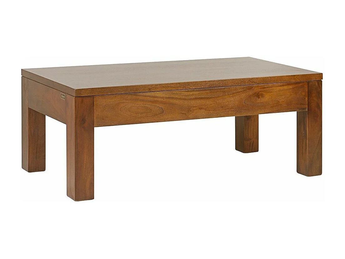 Table basse rectangulaire en bois d'acajou massif 2 tiroirs FALKANE 110cm