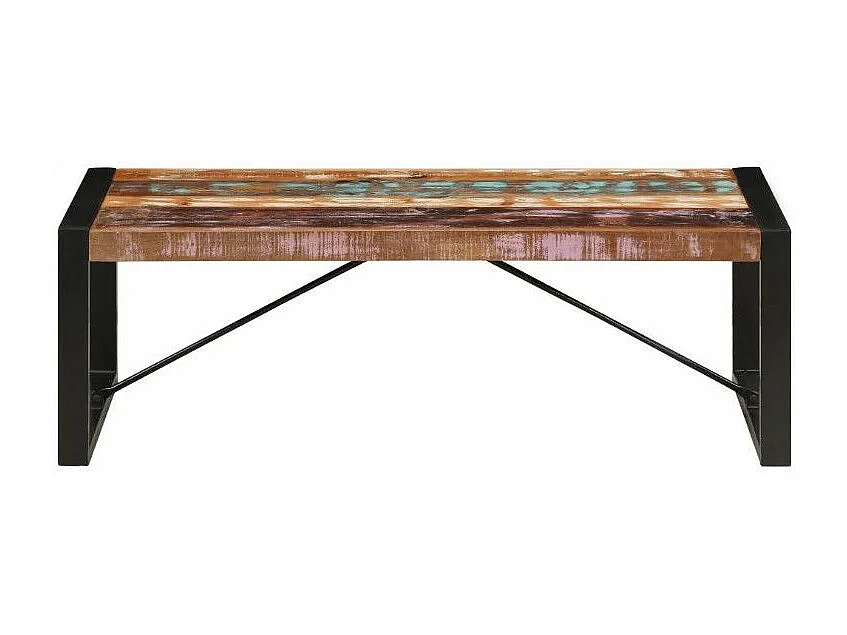 Table basse rectangulaire bois massif recyclé et métal noir Louane