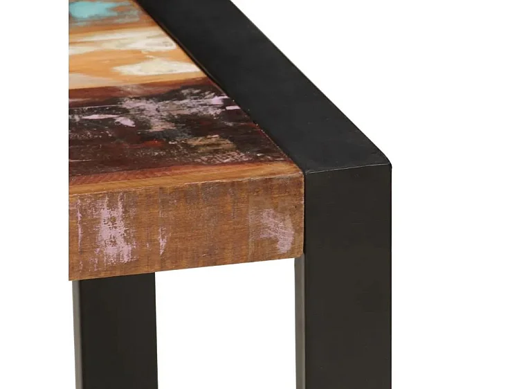 Table basse rectangulaire bois massif recyclé et métal noir Louane