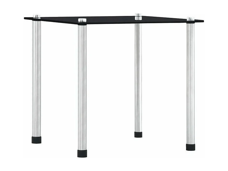 Set de 3 tables gigognes verre trempé noir et pieds métal gris Rosi