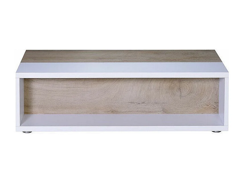Table basse laqué blanc mat et bois chêne clair Baite