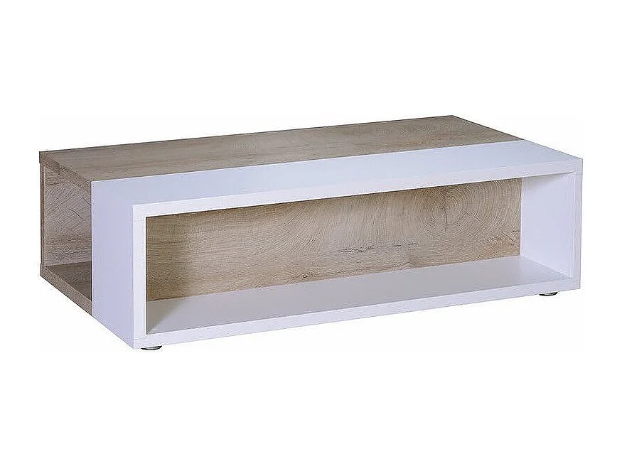 Table basse laqué blanc mat et bois chêne clair Baite