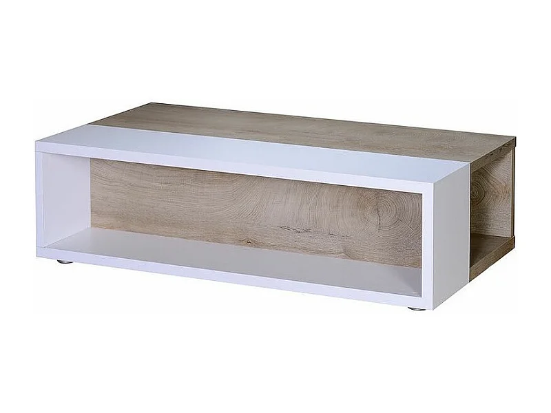 Table basse laqué blanc mat et bois chêne clair Baite