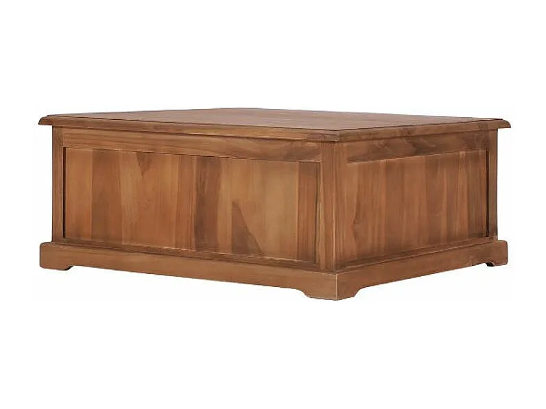 Table basse carrée 4 tiroirs teck massif clair Aqua